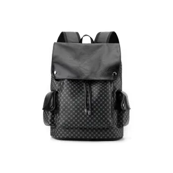 YUANTUZHE PU Backpack Men's Black/Khaki