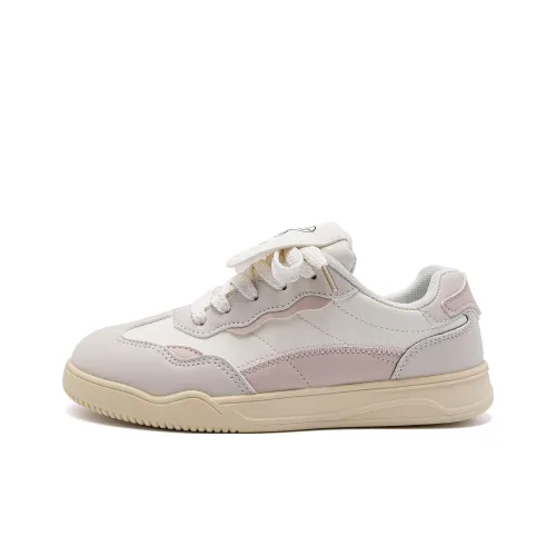 HUANQIU Coverage Cushioning Wear Resistant Low Top Skateboard Shoes Women's Beige Pink