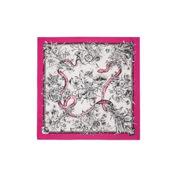 GUCCI Mulberry Silk Scarves Unisex Fuchsia