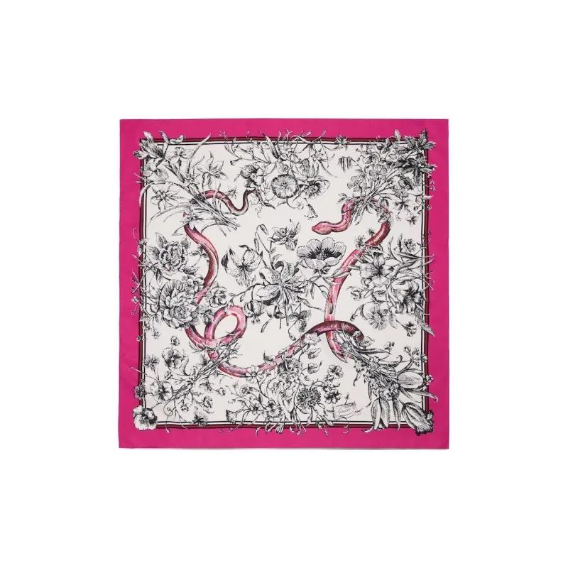 GUCCI Mulberry Silk Scarves Unisex Fuchsia-0