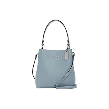 COACH Canvas Leather Bucket Bag, Portable Crossbody Bag, Shoulder Bag Small Size Women's Morandi Color Haze Blue