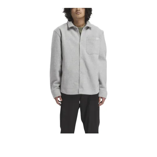Reebok Classic Fleece-Lined Overshirt Jackets Coats Unisex Medium Gray Mixed Color