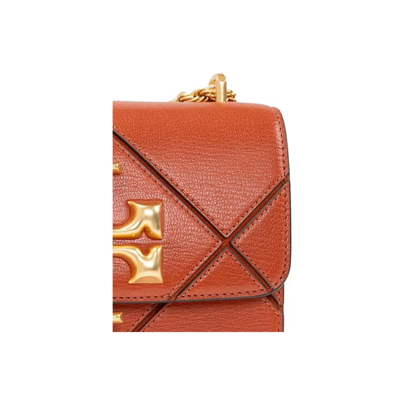 TORY BURCH Eleanor Leather Shoulder Bag, Crossbody Bag Small Size Women's Wealth Orange & Havana Red-1
