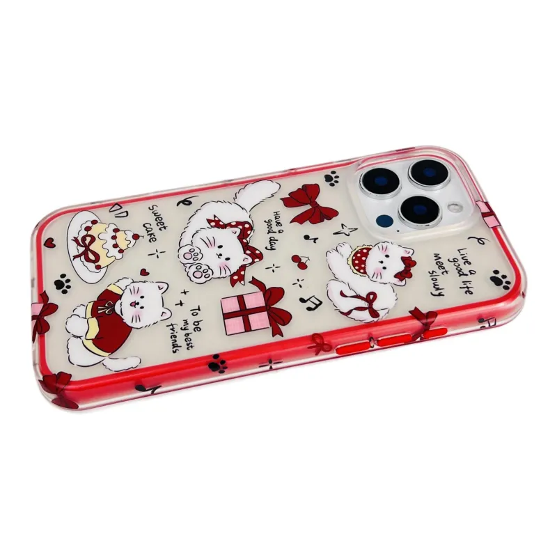 Wei Xin Acrylic Material 2 in 1 Bowknot Cat Phone Cases Compatible With IPhone 16/15 Pro Max/Apple 13/14 Pro/Max-7