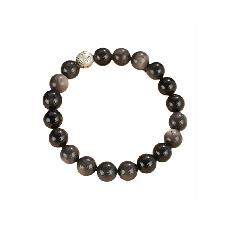 ZUIWENGLANGYASHANWENCHUANG Obsidian Bracelets Unisex-0