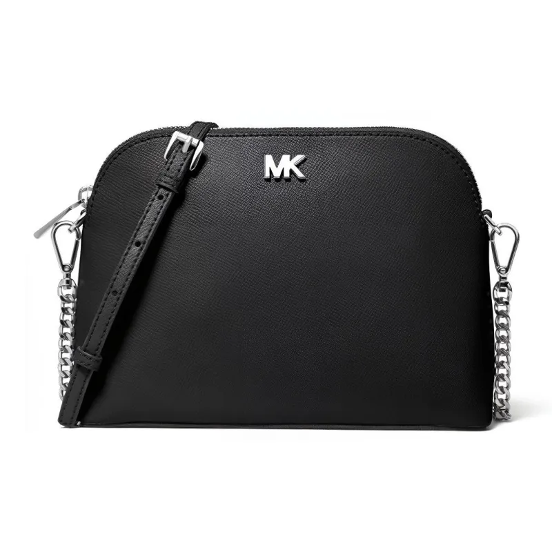 MICHAEL KORS MK Dome Leather Dome Bag, Shoulder Bag, Crossbody Bag Women's Black-0