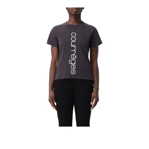 COURREGES Logo Embroidered Crewneck T Shirt
