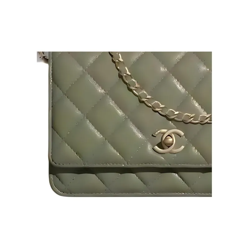 CHANEL Sheepskin Clutch Women's Cuban Green-1
