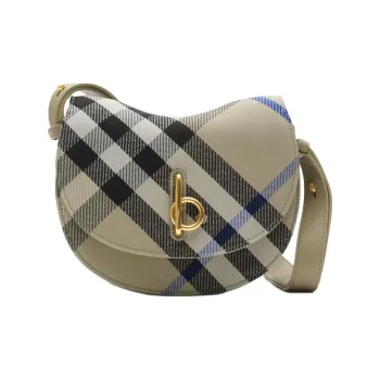Burberry Rocking Horse Polyester Saddle Bag Crossbody Shoulder Bag Small Size Women's Gray