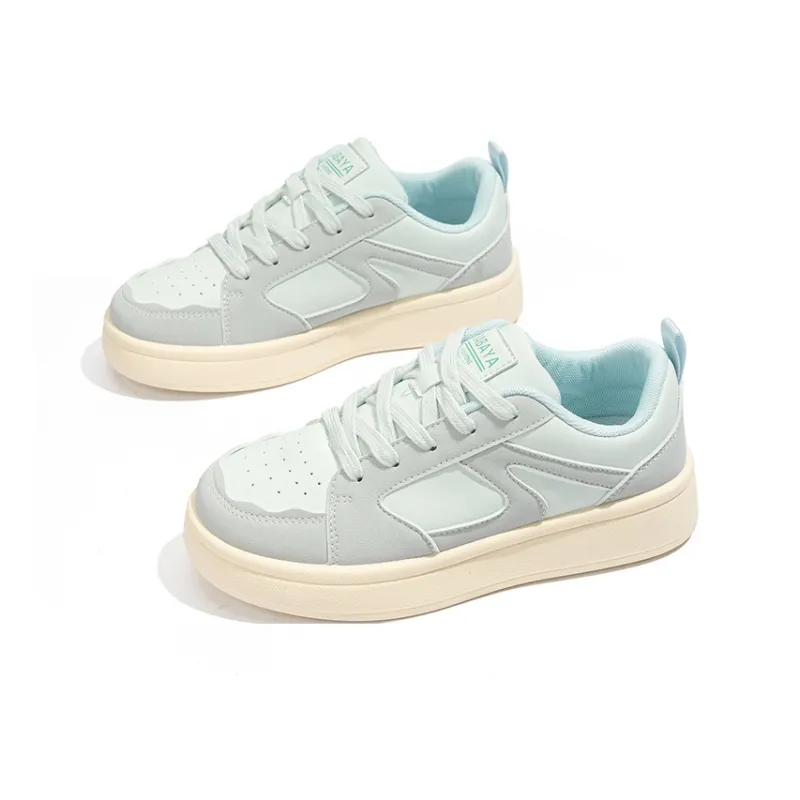 Babaya Slip Resistant Lightweight Breathable Low Top Skateboard Shoes Women's Blue Gray-3
