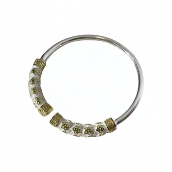 Stone On The Line 999 Fine Silver Bangles Women's