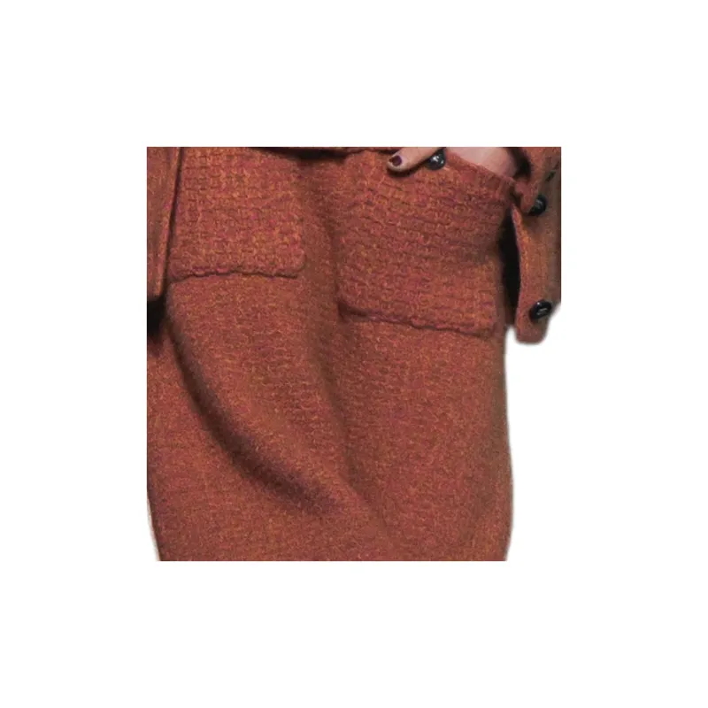 CHANEL 24 Fall And Winter Knit Long Skirts Women's Light Brown-3