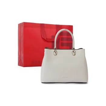 Dubaolu Cow Leather Crossbody One Shoulder Handbags Medium Size Women's Ecru/Red/Black