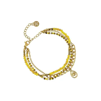 ANARTXY Surgical Steel Glass Red Iron Oxide Bracelets Women's Yellow/Red