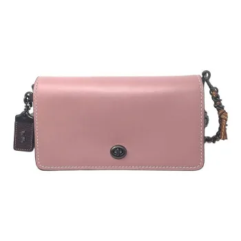 COACH Dinky Leather Shoulder Bag Crossbody Bag Small Size Women's Pastel Pink & Berry Purple