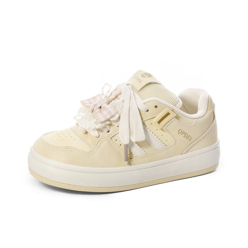 Lovely You Coverage Lightweight Slip-Resistant Low-Top Skateboard Shoes Women's Almond Yellow-7