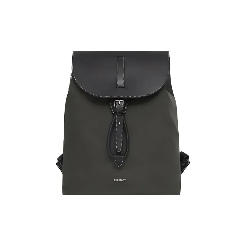 Burberry Pocket Bag Nylon And Leather Backpack Men's Seaweed Color-2