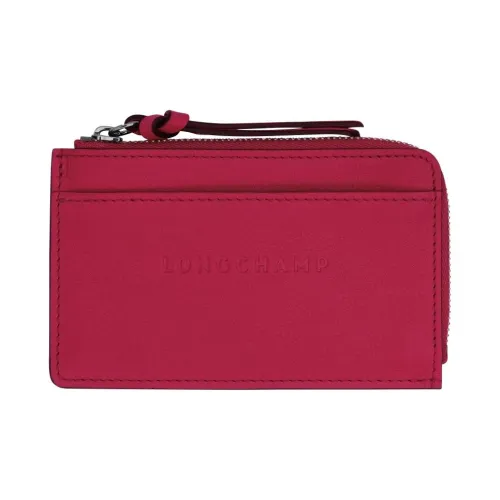 LONGCHAMP 3D Leather Card Holder Women's Rose Red