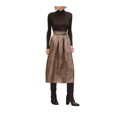 HERMES Casual Long Skirts Women's Gray