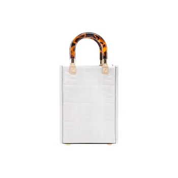 FENDI Sunshine Cow Leather Handbag, Shoulder Bag, Crossbody Bag Mini Women's White