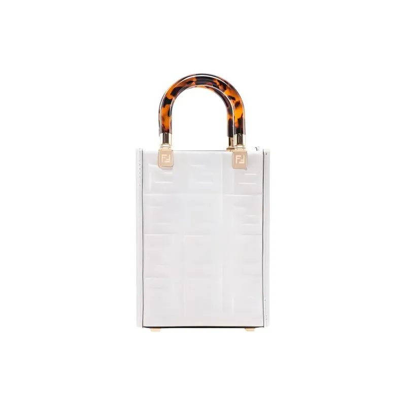 FENDI Sunshine Cow Leather Handbag, Shoulder Bag, Crossbody Bag Mini Women's White-0