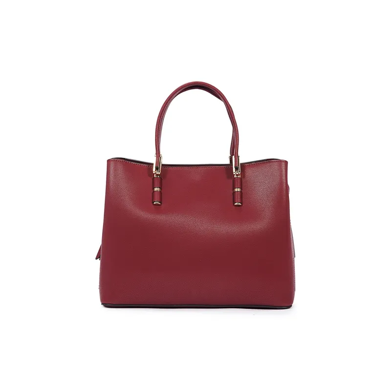 Dubaolu Cow Leather One Shoulder Crossbody Bag Multi Functional Wrist Handbag Large Size Women's Red/Apricot/Black-2