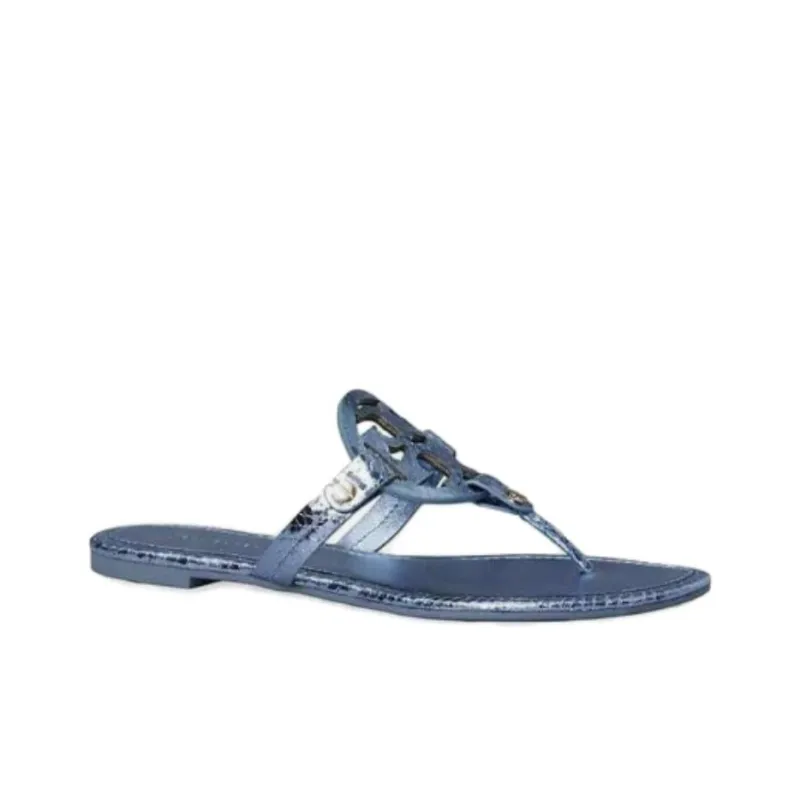 TORY BURCH Miller Python effect Leather Flip Flops-2