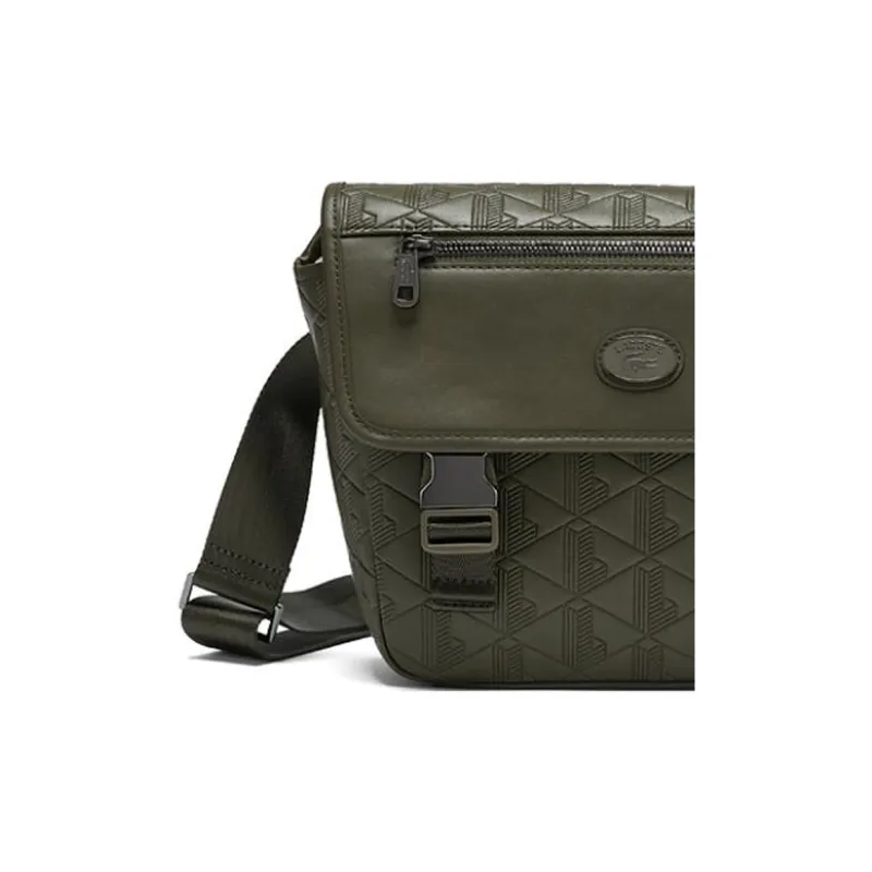LACOSTE Cow Split Leather Shoulder Bag Crossbody Bag Men's Earth Yellow Green-2