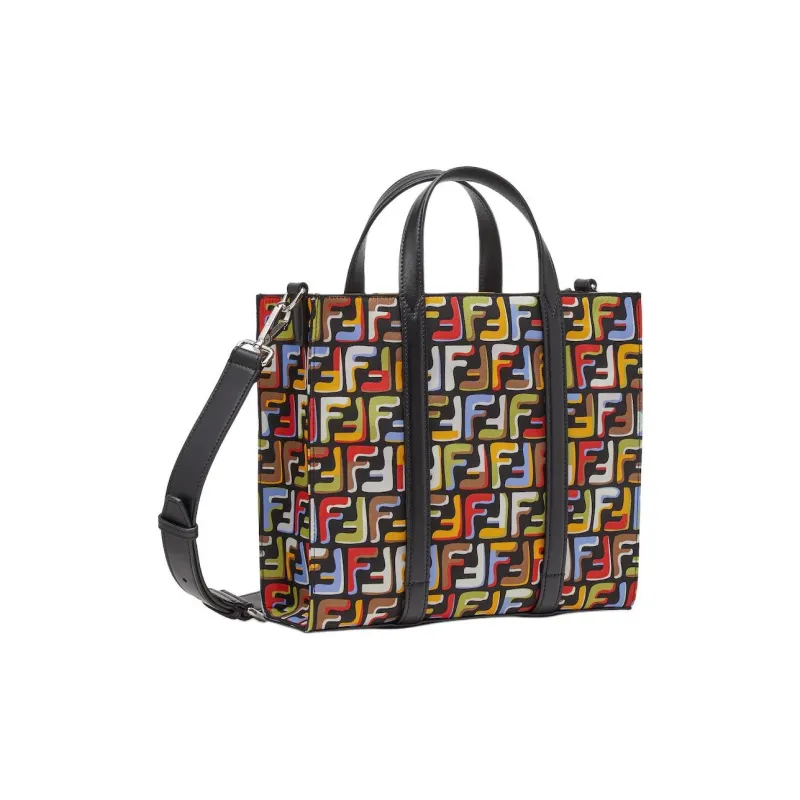 FENDI FF Polyamide Tote Bag Shopping Bag Handbag Mini Women's Black & Multicolor-1