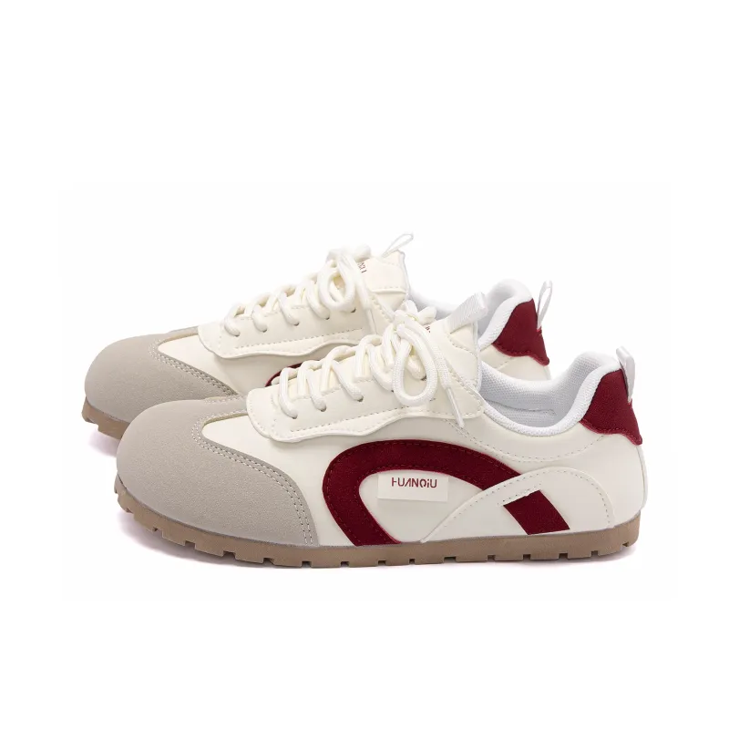 HUANQIU Abrasion Resistant Cushioning Low Top Casual Shoes Women's Beige Red-1