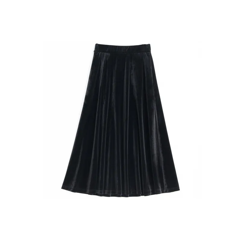 SOON FLOWER Casual Long Skirts Women's Black-1