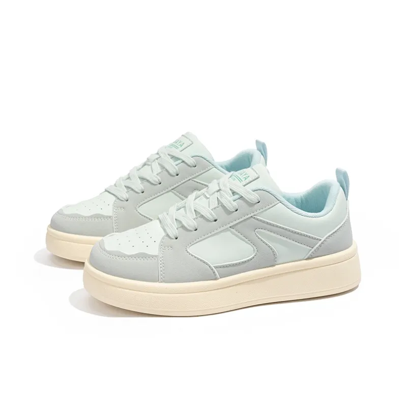 Babaya Slip Resistant Lightweight Breathable Low Top Skateboard Shoes Women's Blue Gray-2