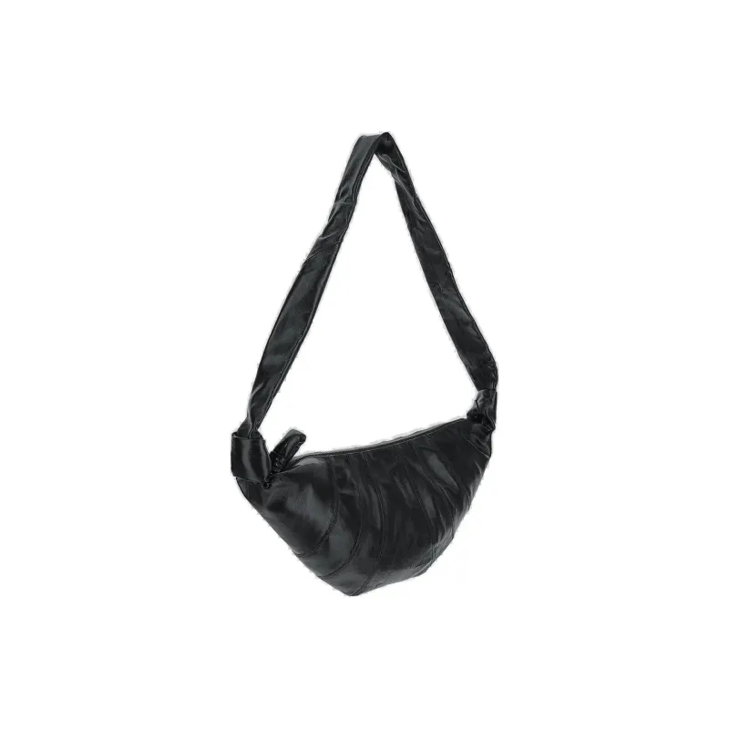 Lemaire Cotton Croissant Bag Goat Horn Puffy Shoulder Bag Medium Size Women's Black-1