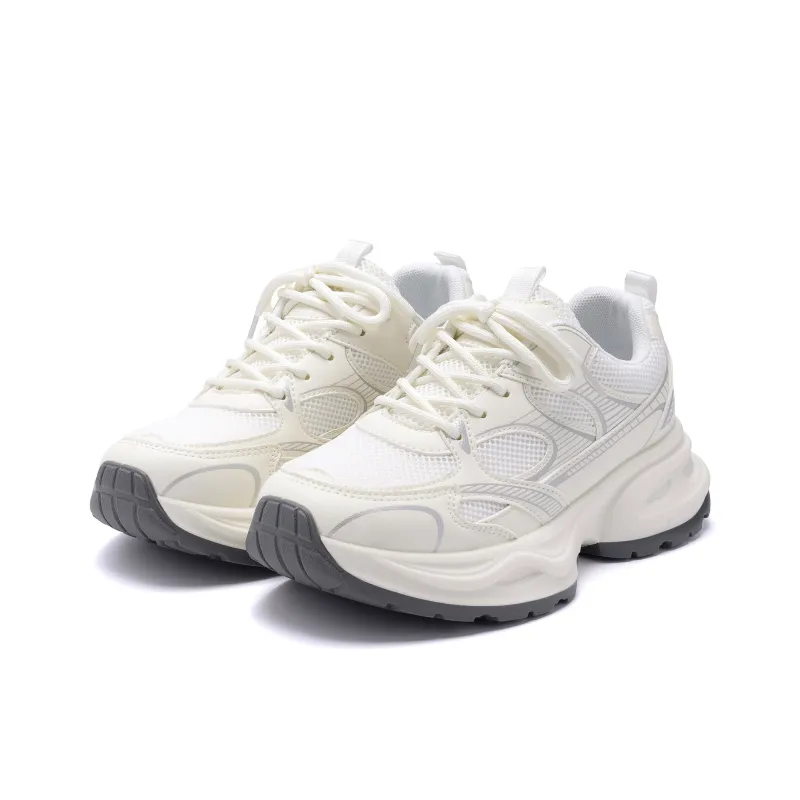 HUANQIU Height Increasing, Lightweight, Breathable, Slip Resistant Low Top Casual Running Shoes Women's Beige-3