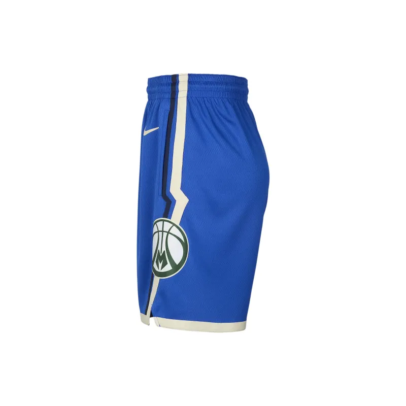 Nike x NBA Milwaukee Bucks Dri-Fit Swingman Basketball Shorts City Edition Men's Blue-2