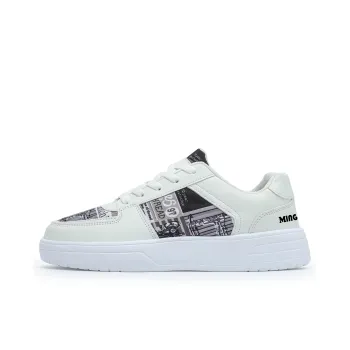 Singing Cushioning Lightweight Wear Resistant Low Top Skateboard Shoes Unisex White Black