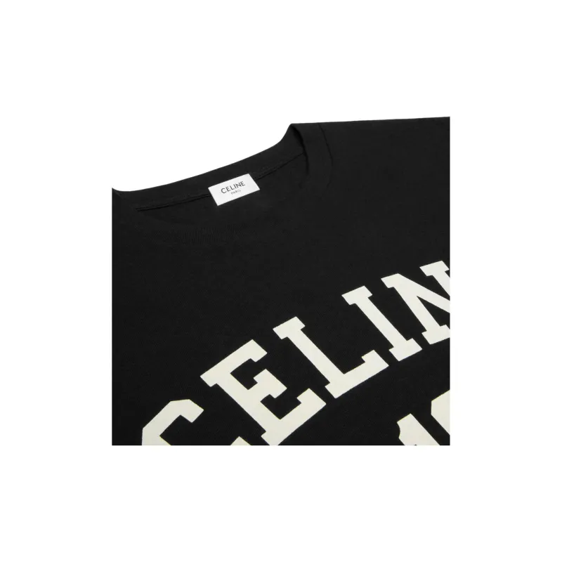 CELINE Drop Shoulder Sleeve T-Shirt Women's Black - POIZON