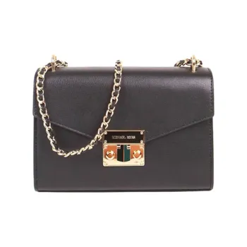 MICHAEL KORS Rose Leather Envelope Bag, Shoulder Bag, Crossbody Bag Medium Size Women's Pure Black