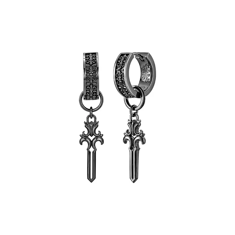 MYSH 925 Sterling Silver Earrings Men's-5