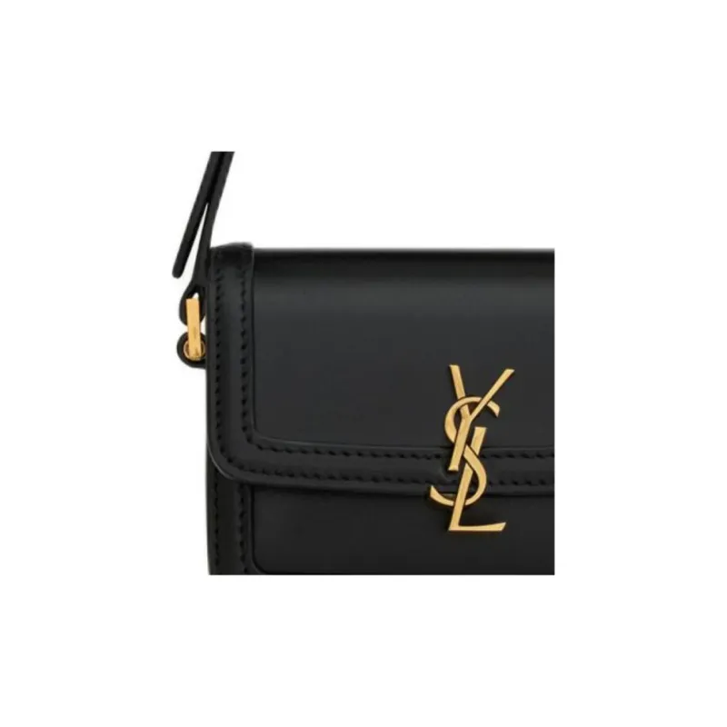 SAINT LAURENT SOLFERINO Leather Handbag, Shoulder Bag Women's Black-5
