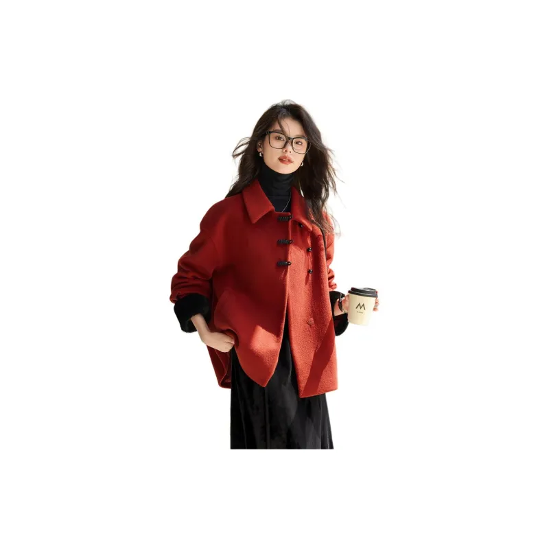 Mo Han Yi Mei Jackets Coats Women's Brick Red-1