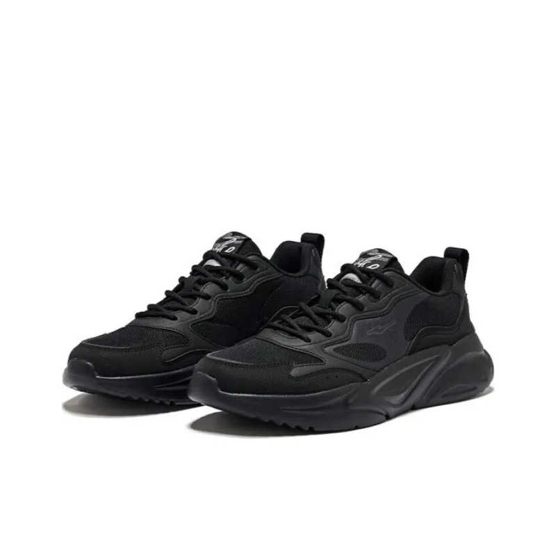 Erke Anti Slip And Wear Resistant Breathable Low Top Casual Shoes Men's Jet Black-2