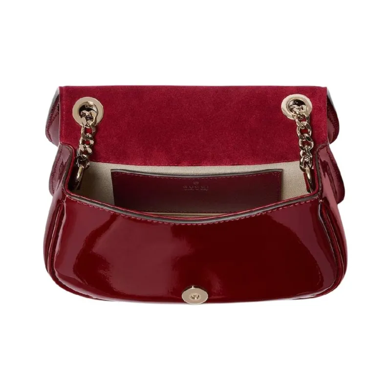 GUCCI Blondie Patent Leather Crossbody Bag Shoulder Bag Mini Women's Red-4