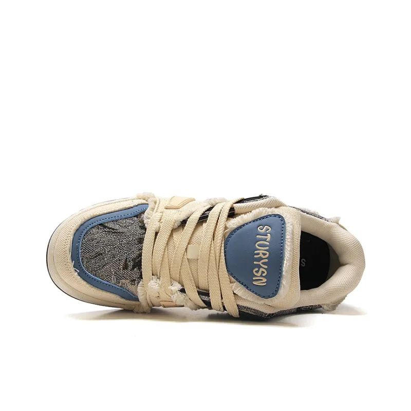 STUR YSN Wear resistant And Lightweight Low Top Skateboard Shoes Women's Denim Blue-5