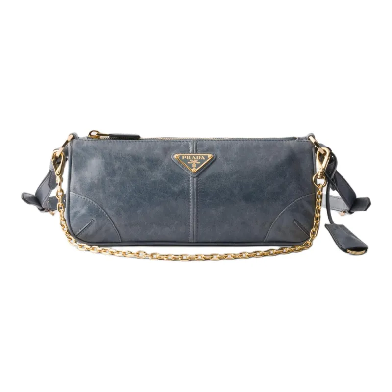 PRADA Re Edition Calfskin Shoulder Bag Medium Size Women's Air Force Blue-0