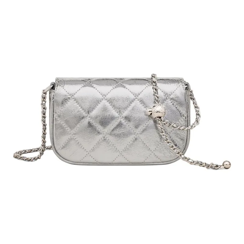 MILLIE'S Cow Leather Shoulder Bag, Crossbody Bag Trumpets Women's Silver-4
