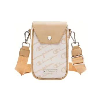 Champion Fabric Cell Phone Pouch Crossbody Bags Small Size Unisex Milk White/Wheat Brown
