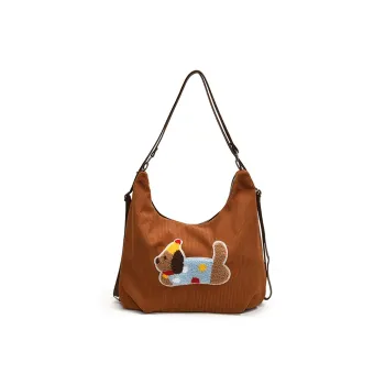 S.REPHEN Corduroy Portable Double Shoulder Shoulder Bag Regular Unisex Black/White/Brown/Green