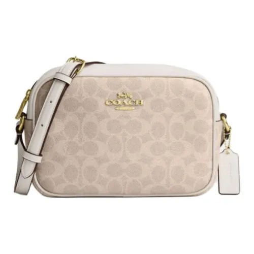 COACH JamieCrossbody Leather Camera Bag Shoulder Bag Crossbody Bag Small Size Women's Sand Yellow & White