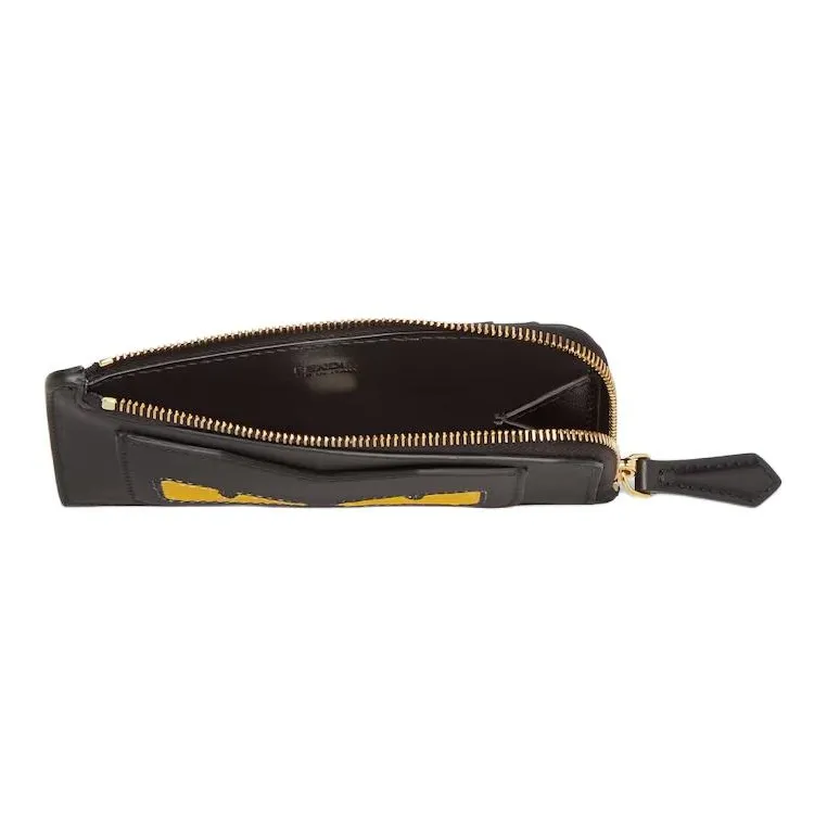 FENDI Calfskin Card Holder Women's Black-2